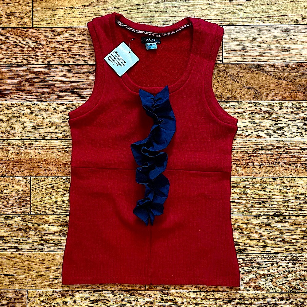 Reclaimed Wool Sleeveless Sweater Tank w/Ruffle